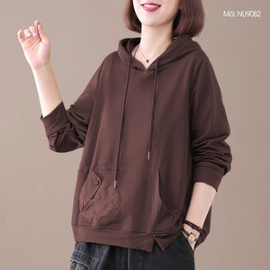 Áo hoodies dài tay một màu túi kiểu - NU9080