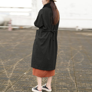Áo khoác dài tay linen dáng dài đơn sắc hai túi vuông - NU9511