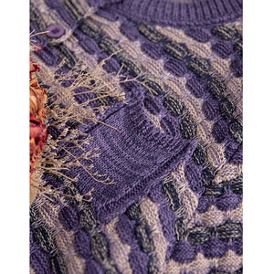 Áo khoác len đan dài tay cổ tròn kiểu sọc bện thừng - NU9225