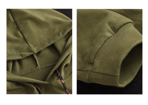 Áo hoodies dài tay đơn sắc dây mũ lệch màu - NU9412
