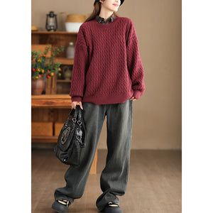 Áo len cashmere dài tay cổ tròn kiểu bện thừng - NU9702