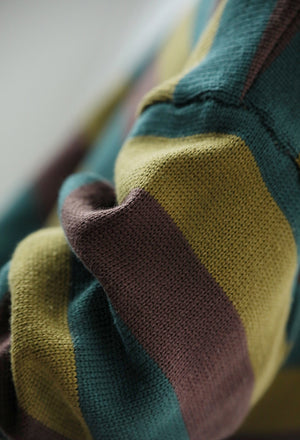 Áo len đan dài tay kẻ sọc sắc màu cổ tròn - NU9642