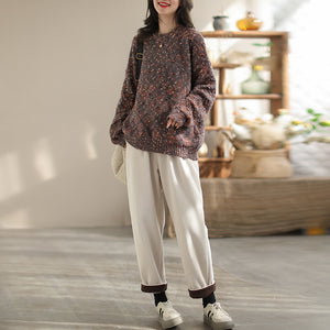 Áo len cashmere dài tay cổ tròn kiểu chấm sắc màu - NU9707