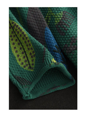 Áo len đan dài tay cổ tròn in những chiếc lông trừu tượng - NU9575