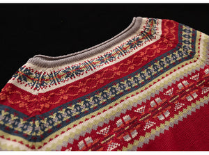 Áo khoác cardigan len đan dài tay cổ tròn hoa văn retro - NU9321
