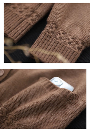 Áo khoác cardigan len đan dài tay cổ V hai túi - NU9194