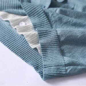 Áo khoác len cardigan dệt kim ngắn tay cổ V hai lớp - NU6589