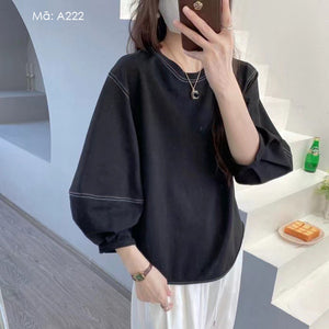 Áo T-shirt dài tay cổ tròn form rộng - A221