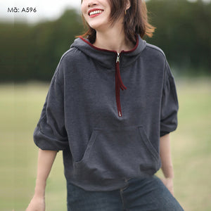 Áo hoodies dài tay khóa kéo có túi - A596