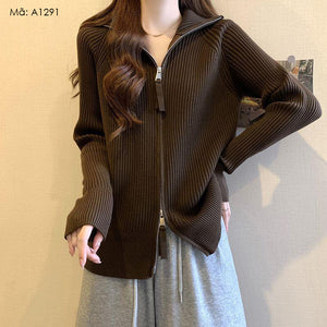 Áo khoác len cổ lọ khóa kéo - A1291