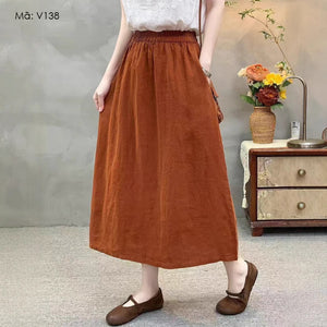 Chân váy linen lưng thun - V138