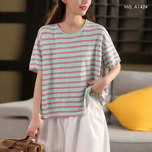 Áo T-shirt ngắn tay kẻ sọc - A1424