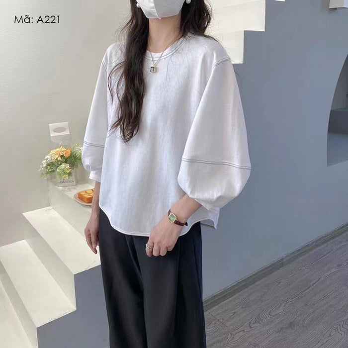 Áo T-shirt dài tay cổ tròn form rộng - A221