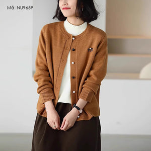 Áo khoác cardigan len đan dài tay cổ tròn khuy cài - NU9659