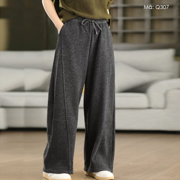 Quần baggy dệt kim lót lông - Q307