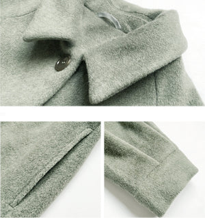 Áo khoác măng tô len cashmere dài tay cổ đức khuy cài - NU9541