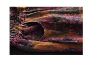 Quần baggy linen alibaba lưng thun in hoa văn trừu tượng - NU8960