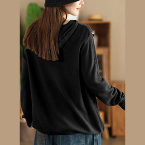 Áo hoodies len đan dài tay kiểu vạt lệch - A356