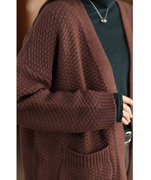 Áo khoác len đan cardigan form dài hai túi vuông - NU9446