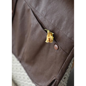 Áo khoác da bóng chày dài tay một túi kiểu - NU9103