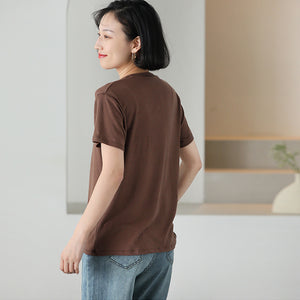 Áo T-shirt ngắn tay cổ tròn một màu - NU00002