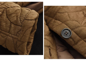 Áo khoác dài tay retro trần bông cổ đứng hai túi vuông - NU9338