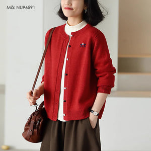 Áo khoác cardigan len đan dài tay cổ tròn khuy cài - NU9659