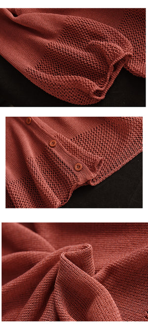 Áo khoác linen cardigan dệt kim dài tay cổ V - NU8837
