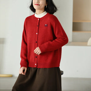 Áo khoác cardigan len đan dài tay cổ tròn khuy cài - NU9659
