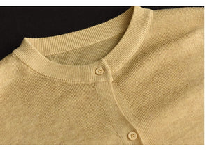Áo khoác cardigan len đan dài tay cổ tròn đơn sắc - NU9355