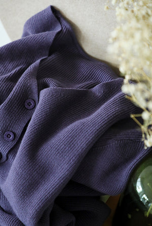 Áo khoác len dệt kim cardigan dài tay cổ V đơn sắc - NU9259