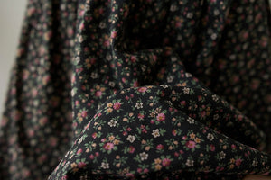 Chân váy linen retro lưng thun túi chéo in hoa liti - NU9075