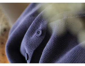 Áo khoác len dệt kim cardigan dài tay cổ V đơn sắc - NU9259