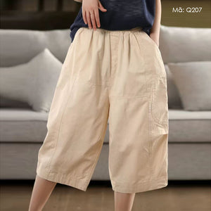 Quần sooc lưng thun túi chéo form rộng - Q207