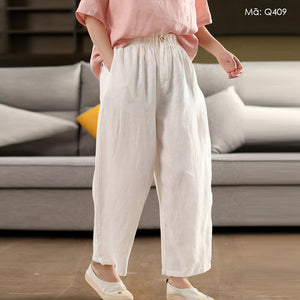 Quần baggy linen đơn sắc - Q409