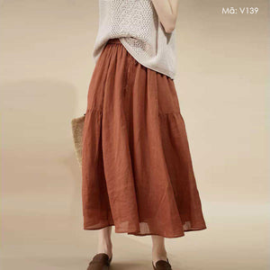 Chân váy linen lưng thun - V139