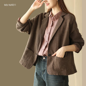 Áo khoác blazer linen dài tay kiểu móc light - NU9211