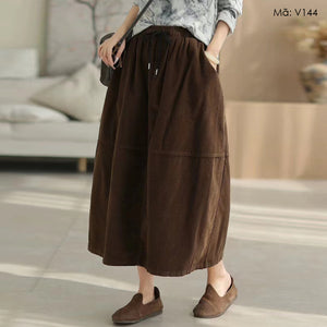 Chân váy nhung lưng thun - V144