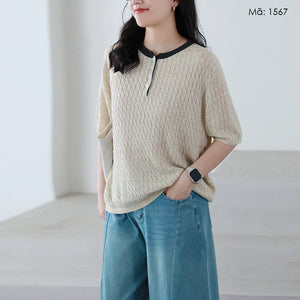 Áo T-shirt len dệt kim ngắn tay - A1567