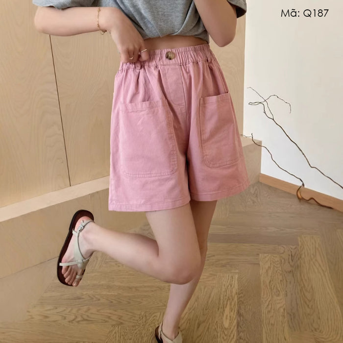 Quần sooc lưng thun kiểu khuy cài hai túi vuông - Q187