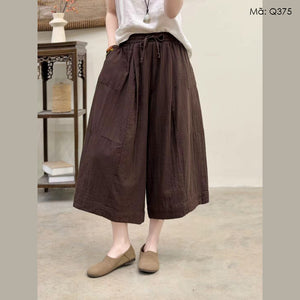 Quần baggy linen lửng ống rộng - Q375