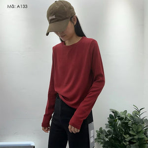 Áo T-shirt dài tay cổ tròn đơn sắc - A133