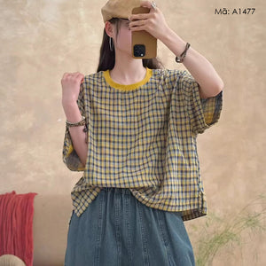 Áo T-shirt ngắn tay kẻ caro - A1477