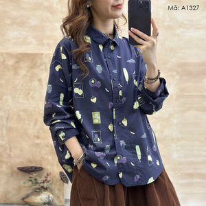 Áo sơ mi dài tay hoa văn trừu tượng - A1327