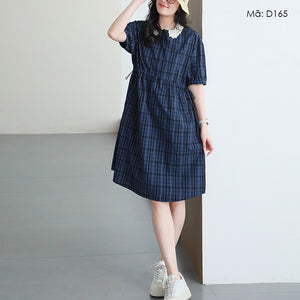 Đầm liền sơ mi kẻ caro - D165