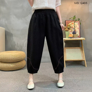 Quần baggy linen lửng ống côn - Q374