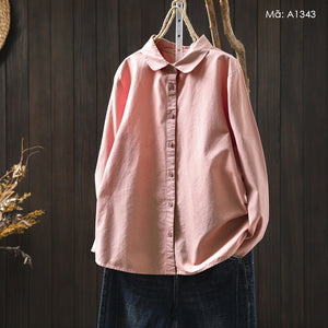 Áo sơ mi dài tay cổ cánh sen - A1343 - kamaka.vn