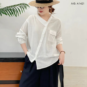Áo sơ mi dài tay vạt chéo - A1421