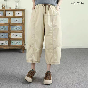Quần sooc lưng thun dây rút ống đứng - Q196