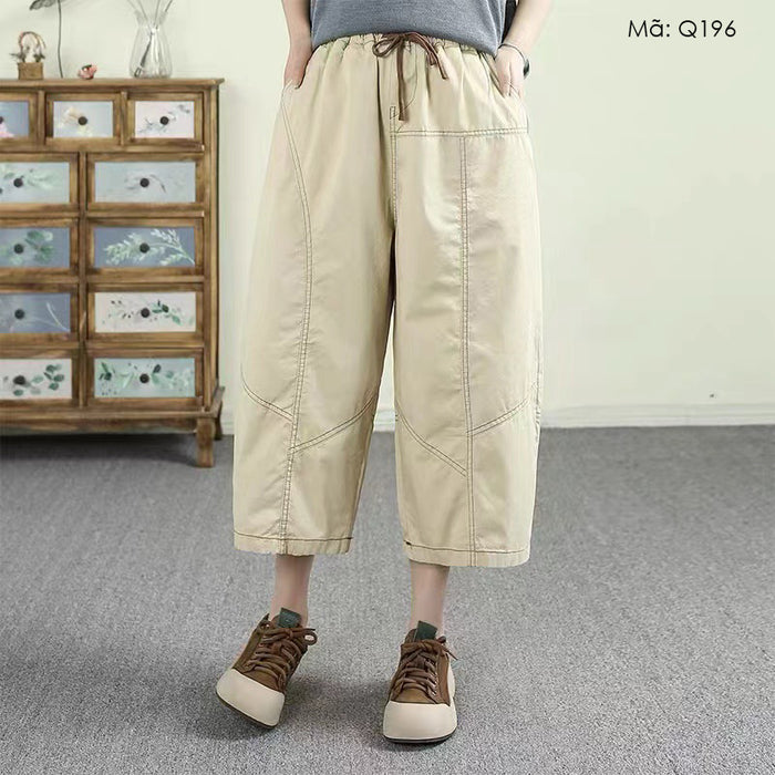 Quần sooc lưng thun dây rút ống đứng - Q196